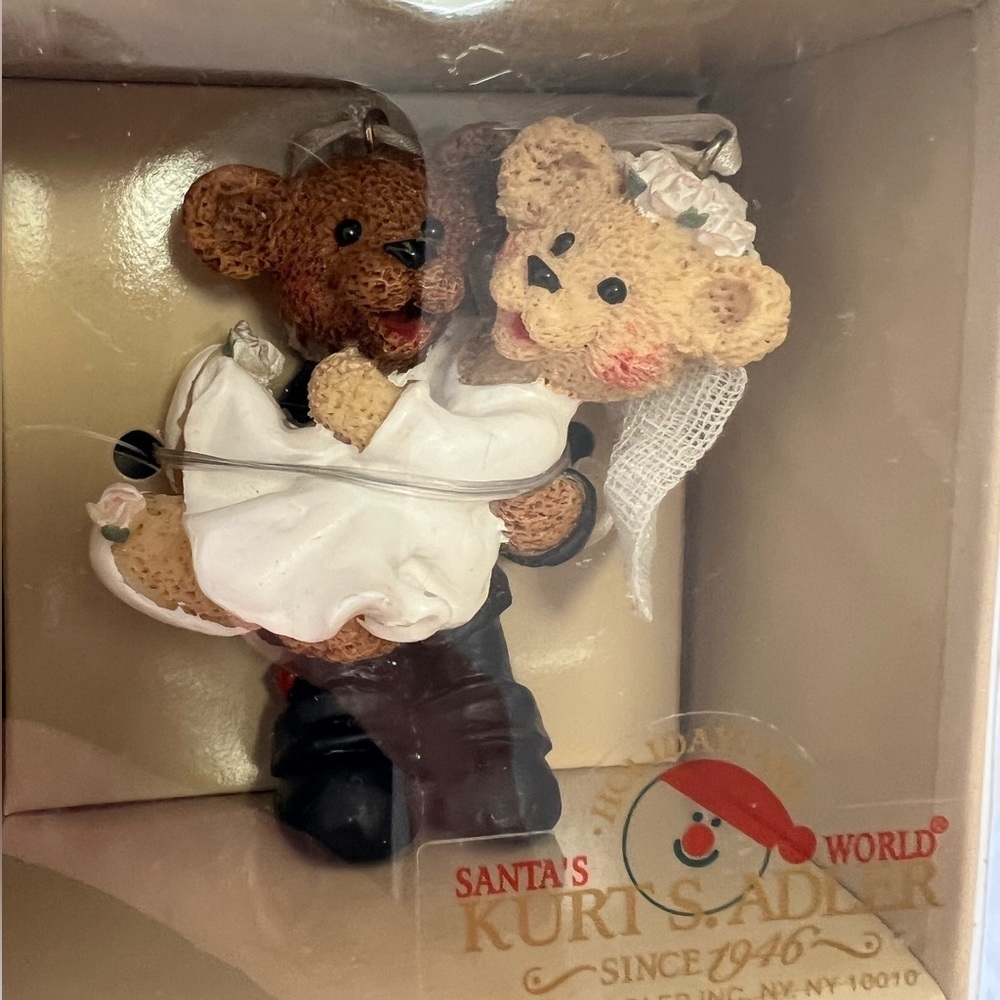 Kurt S Adler Wedding Couple Bear Ornament Bride Groom.